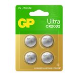GP Knopfzellen CR2032 Lithium 3,0 V, 4 St.