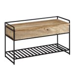 WOHNLING WL6.586 Sitzbank mit Stauraum 90x52x38 cm Mango Massivholz / Metall Braun