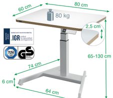 LEITZ Ergo elektrisch höhenverstellbarer Schreibtisch weiß rechteckig, A-Fuß-Gestell weiß 80,0 x 60,0 cm