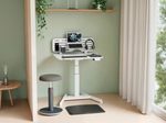 LEITZ Ergo elektrisch höhenverstellbarer Schreibtisch weiß rechteckig, A-Fuß-Gestell weiß 80,0 x 60,0 cm