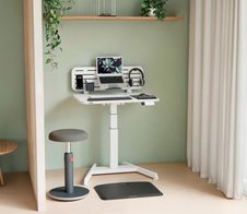 LEITZ Ergo elektrisch höhenverstellbarer Schreibtisch weiß rechteckig, A-Fuß-Gestell weiß 80,0 x 60,0 cm
