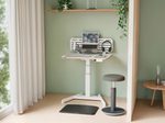 LEITZ Ergo elektrisch höhenverstellbarer Schreibtisch weiß rechteckig, A-Fuß-Gestell weiß 80,0 x 60,0 cm