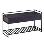 WOHNLING WL6.587 Sitzbank mit Stauraum 90x52x38 cm Mango Massivholz / Metall Schwarz