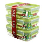 emsa Frischhaltedosen CLIP & CLOSE, transparent/grün, 3 x 0,55 l