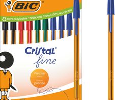 BIC® Cristal Fine Kugelschreiber transparent 0.4 mm Schreibfarbe: Mehrfarbig
