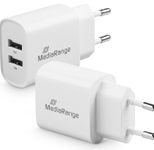 MediaRange 12W 2x USB A Ladeadapter weiß, 12 Watt