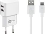 goobay Ladekabel mit Adapter weiß, Kabellänge: 1 m, 12 Watt