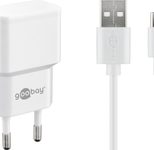 goobay Ladekabel mit Adapter weiß, Kabellänge: 1 m, 12 Watt