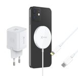 XLAYER Wireless Magnetic Starter Set Induktive Ladestation weiß, Kabellänge: 1,0 m, 15 Watt