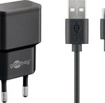 goobay Ladekabel mit Adapter schwarz, Kabellänge: 1,0 m, 12 Watt