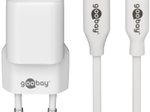 goobay Ladekabel mit Adapter weiß, Kabellänge: 1,0 m, 20 Watt