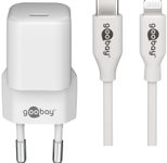 goobay Ladekabel mit Adapter weiß, Kabellänge: 1,0 m, 20 Watt