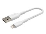 Belkin BoostCharge geflochtenes 15 cm Lightning/USB-A Kabel, weiß