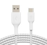 Belkin BoostCharge geflochtenes 2 m USB-C/USB-A Kabel, weiß