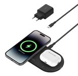 Belkin BoostCharge Pro kabellose magnetische 2-in-1-Ladestation mit Qi2 (15 W), schwarz