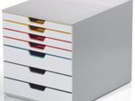 DURABLE Schubladenbox VARICOLOR® A4 weiß mit bunten Farblinien