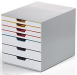 DURABLE Schubladenbox VARICOLOR® A4 weiß mit bunten Farblinien