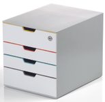 DURABLE Schubladenbox VARICOLOR® MIX SAFE A4 grau mit bunten Farblinien