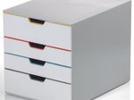 DURABLE Schubladenbox VARICOLOR® A4 weiß mit bunten Farblinien