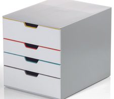 DURABLE Schubladenbox VARICOLOR® A4 weiß mit bunten Farblinien