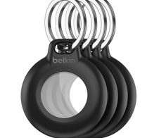 Belkin wasserfester Secure Holder mit Schlüsselanhänger für Apple AirTag, schwarz (4er Pack)