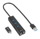 Sharkoon 3-Port USB Hub + RJ45 Ethernet Adapter