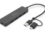 Digitus USB 3.0 Hub 4-Port, Slimline mit USB-C Adapter, 5Gbps, 0,2m Kabel