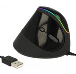 DeLOCK Ergonomische USB kabelgebundene Maus, Schwarz