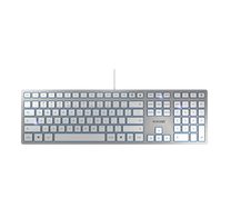 CHERRY KC 6000 Slim kabelgebundene Tastatur Universal USB US Englisch Silber, Weiß
