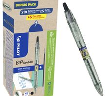 PILOT B2P „Bottle 2 Pen“ ECOBALL XB Kugelschreiber transparent 0.34 mm Schreibfarbe: Schwarz, 10 St. + GRATIS 5 Kugelschreiberminen
