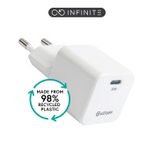 eSTUFF INFINITE USB-C Charger EU PD 30W GaN. - White - 98% Recycled Plastic