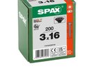 SPAX® Universalschrauben T10 3x16 schwarz 200 St.