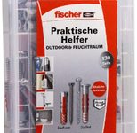 fischer Praktische Helfer - Outdoor/Feuchtraum Dübel- und Schrauben-Sortiment 130 Stück