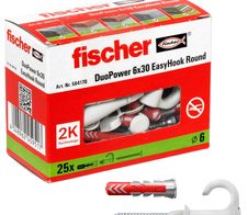 fischer EasyHook Round - DuoPower 6x30 Dübel mit Schrauben 25 Stück
