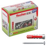 fischer DuoPower 5x25 S PH Dübel mit Schrauben 5 x 25 mm, 50 Stück