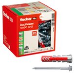 fischer DuoPower 10x50 S Dübel mit Schrauben 10 x 50 mm, 25 Stück