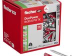 fischer DuoPower 6x30 S PH TX Dübel mit Schrauben 6 x 30 mm, 100 Stück