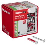 fischer DuoPower 6x30 S PH TX Dübel mit Schrauben 6 x 30 mm, 100 Stück