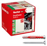 fischer DuoPower 8x65 S Dübel mit Schrauben 8 x 65 mm, 25 Stück