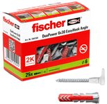 fischer EasyHook Angle - DuoPower 6x30 Dübel mit Schrauben 25 Stück