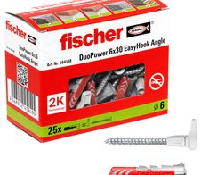 fischer EasyHook Angle - DuoPower 6x30 Dübel mit Schrauben 25 Stück