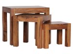 WOHNLING WL1.212 Satztisch 3er Set Massivholz Sheesham 35 cm x 45 cm x 50 cm
