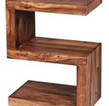 WOHNLING WL1.302 Beistelltisch MUMBAI Massivholz Sheesham S Cube 30 cm x 44 cm x 60 cm