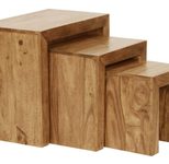 WOHNLING WL1.440 Satztisch MUMBAI (3er Set) Massivholz Akazie 30 cm x 45 cm x 50 cm
