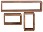WOHNLING WL1.525 Wandregal 3er Set BOHA Massiv-Holz Sheesham 80 cm x 15 cm x 20 cm