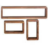 WOHNLING WL1.525 Wandregal 3er Set BOHA Massiv-Holz Sheesham 80 cm x 15 cm x 20 cm