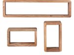 WOHNLING WL1.526 Wandregal 3er Set BOHA Massiv-Holz Akazie 80 cm x 15 cm x 20 cm