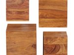 WOHNLING WL1.531 Wandregal MUMBAI (4er Set) Massiv-Holz Sheesham 25 cm x 25 cm x 25 cm