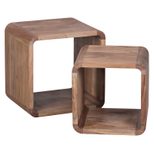 WOHNLING WL1.540 Satztisch BOHA 2er Set  Massiv-Holz Akazie 36 cm x 43 cm x 43 cm