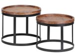 WOHNLING WL1.550 Beistelltisch AKOLA (2er Set) Massiv-Holz Sheesham 53 cm x 53 cm x 45 cm